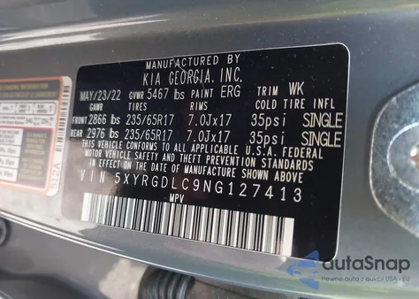 2022 Kia Sorento Lx from USA, damaged, VIN 5XYRGDLC9NG127413